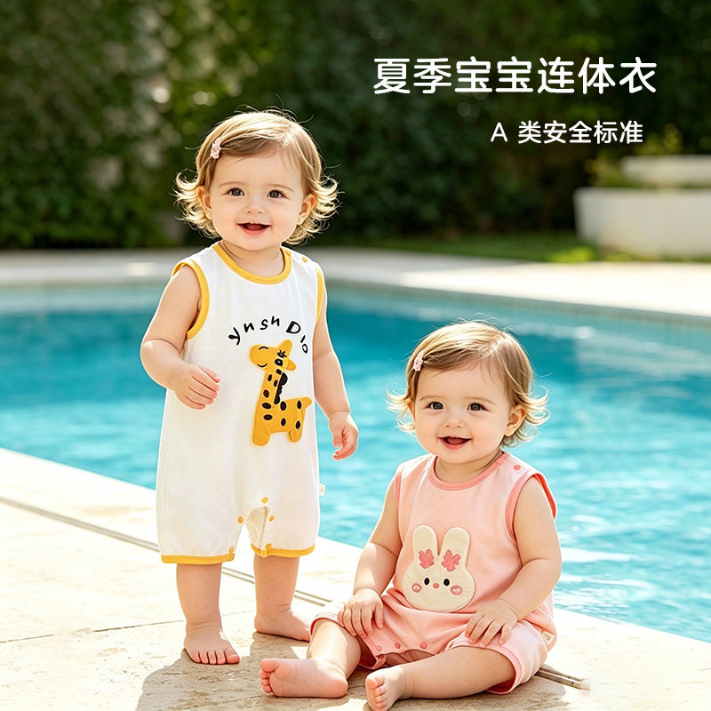 婴幼儿无袖连体衣宝宝夏季薄款外出服背心哈衣源头工厂薄款衣服