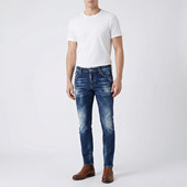 重工水洗D2弹力修身 长裤 DSQUARE风格 欧潮概念男装 漆点小脚牛仔裤