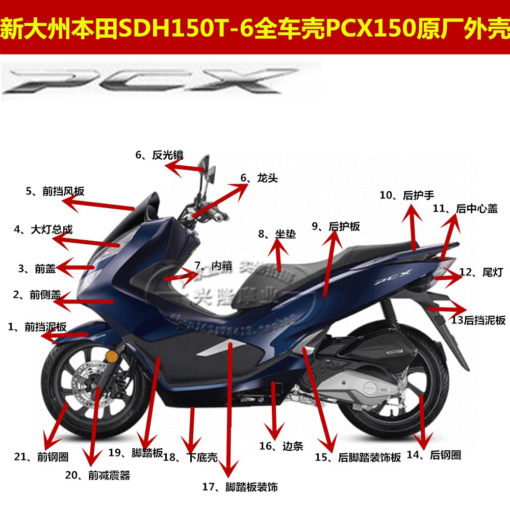 原厂新大洲本田PCX150前护板侧盖大灯SDH150T-6脚踏板内箱全车壳-封面