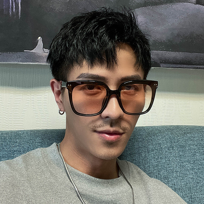 gm日落色墨镜高级感痞帅太阳眼镜男款复古大脸显瘦防紫外线大框女