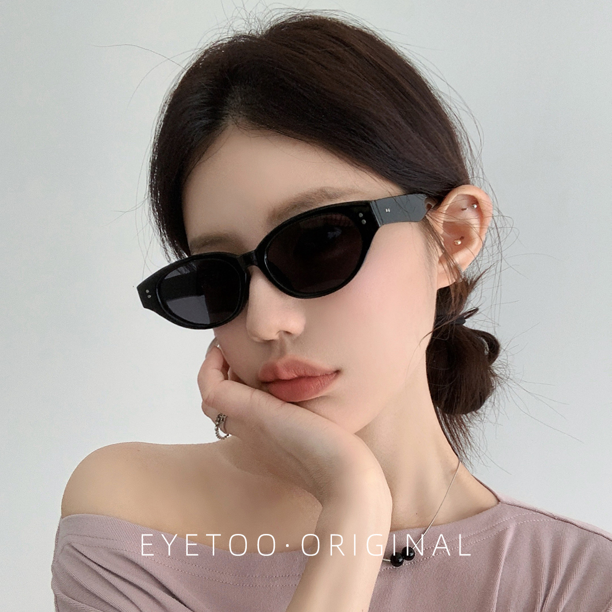 gm2025新款墨镜女圆脸小众猫眼