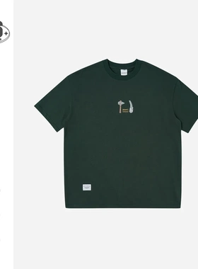 Neverules美式重磅复古印花T恤男休闲宽松320g纯棉圆领短袖T8268