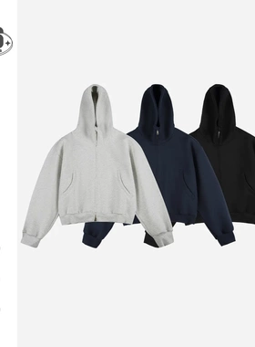 WHSDDY3美式高街潮牌开衫连帽卫衣男装潮流宽松休闲廓形帽衫WY982