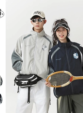 Orderliness春季新款复古休闲运动外套男女宽松立领夹克JK618