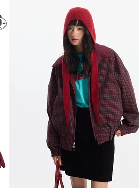 STAFFPICK常青藤校园风美式潮牌双面穿夹克男女格子休闲外套W216