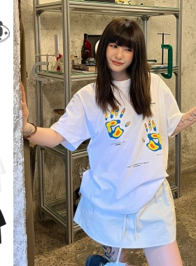 Cannotsurpass创意趣味手掌印花全棉短袖潮牌T恤男女情侣上衣T30