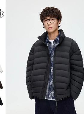 ANSWER ME冬季新款简约排骨立领羽绒服男士保暖白鸭绒外套YR5777
