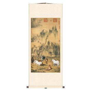 台北故宫博物院藏 郎世宁八骏图 取暖挂画 艺术客厅装饰创意礼品