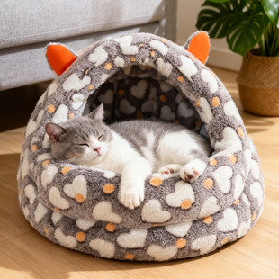 通用小狗窝宠物用品 四季 猫窝冬季 加厚保暖过冬猫咪睡觉窝半封闭式