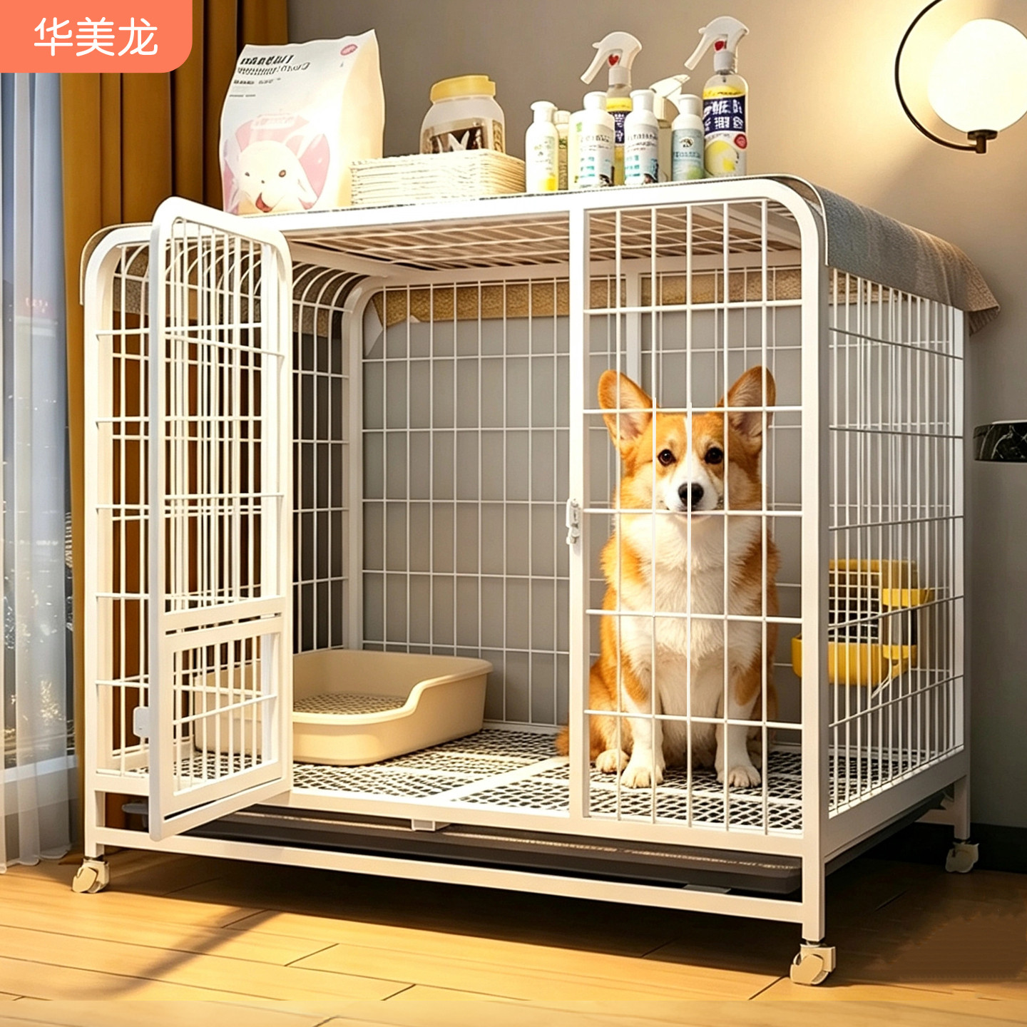 加粗狗笼子中型犬小型犬室内带厕所边牧柴犬比熊泰迪狗窝大型围栏
