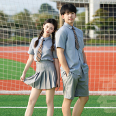 毕业照班班有歌声大合唱班服 学院风灰色衬衫 韩版 学生JK制服美式