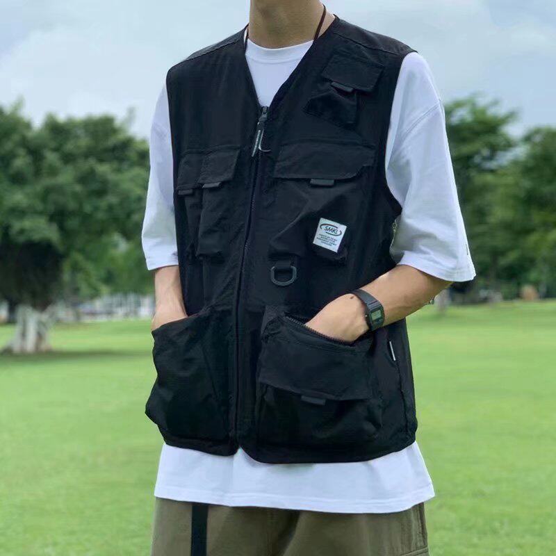 日系重工工装马甲夏男女宽松多口袋战术背心原宿慵懒潮流坎肩外搭