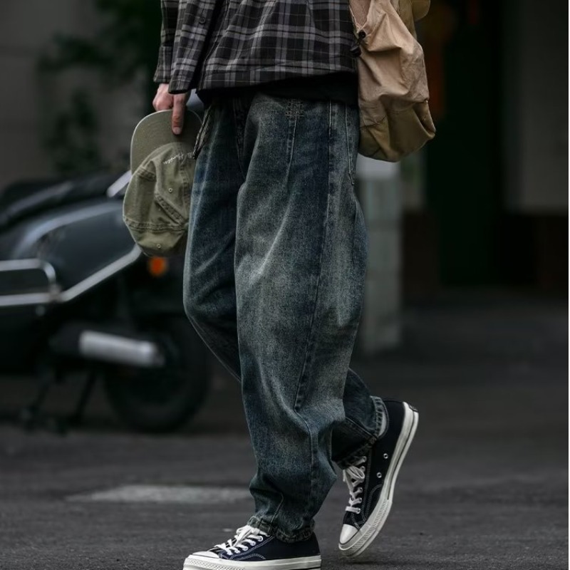 美式复古水洗工装牛仔裤男