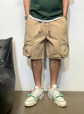 美式宽松多口袋设计感工装短裤男夏季美式休闲潮牌余文乐五分裤子