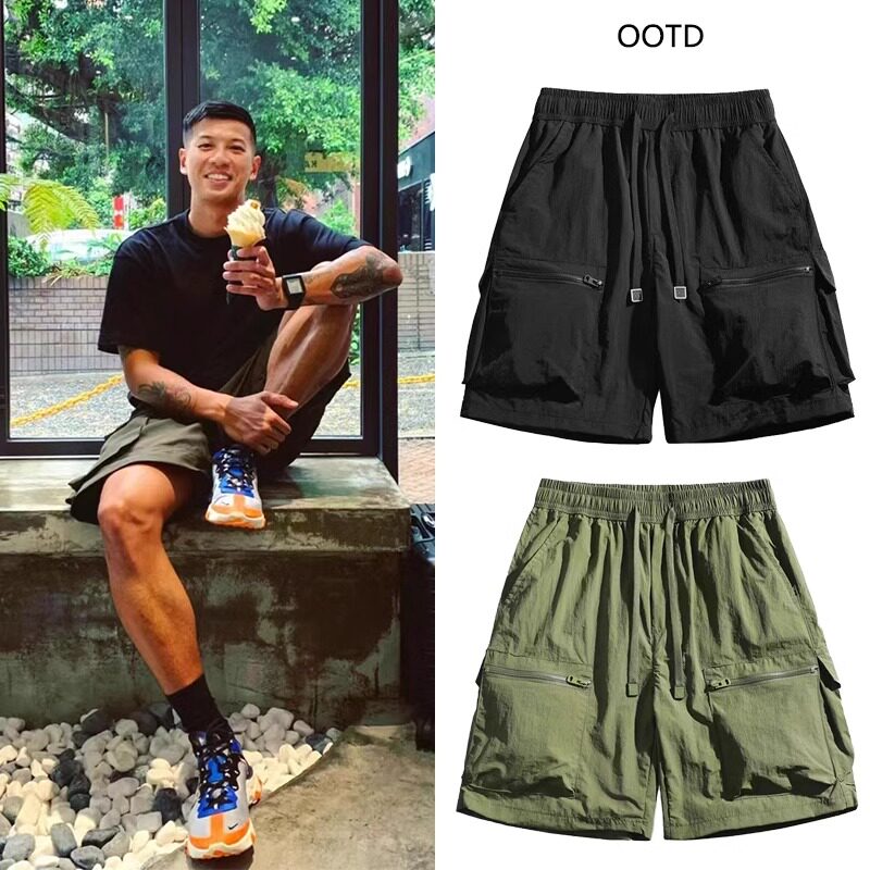 美式复古工装短裤男夏季新款潮牌宽松休闲百搭大码五分裤余文乐潮