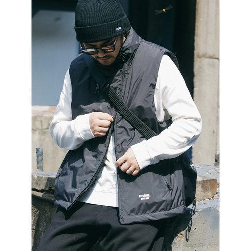 日系cityboy立领工装棉服马甲男款冬季保暖背心设计感潮情侣外套