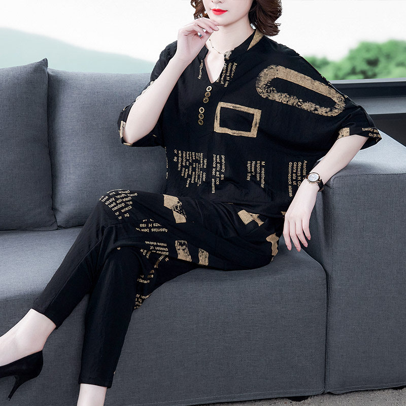 여성을 위한 여름 실크 수트 직업적인 부자 아내를 위한 면과 린넨 투피스 수트 서양식 스타일 캐주얼하고 패셔너블한 여름 드레스