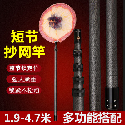 短节伸缩竿碳素超硬便携抄网杆