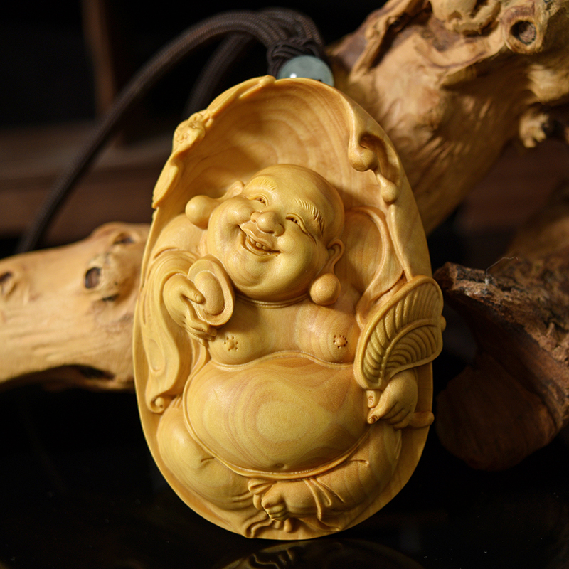 弥勒笑佛布袋和尚小叶黄杨木雕