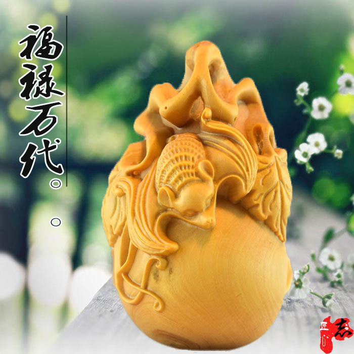 手把件装饰品葫芦小叶黄杨木雕