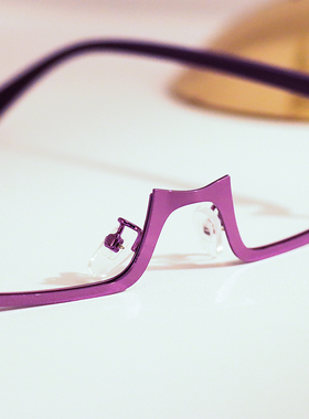 Lolita洛丽塔赛博朋克紫色半框眼镜配饰亚文化y2k眼镜框道具cos