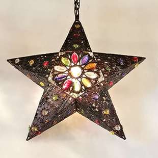 美式乡村包房餐厅吊灯酒吧会所彩色土耳其灯水晶琉璃装饰泰式灯具