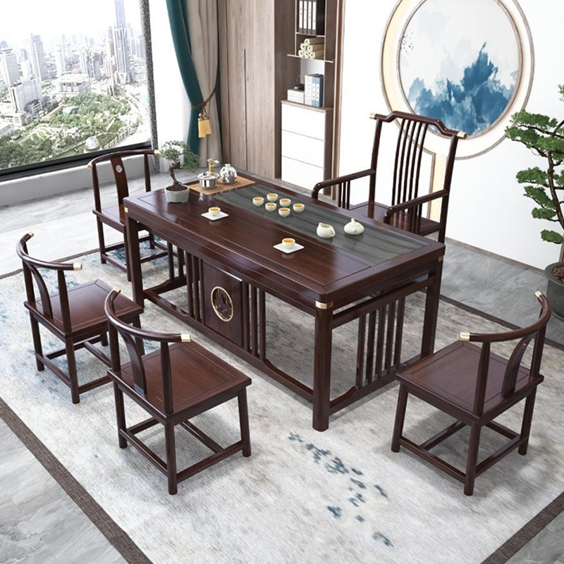 1.4/1.6m新中式茶桌椅组合功夫茶台办公室实木茶几家用泡茶桌茶具