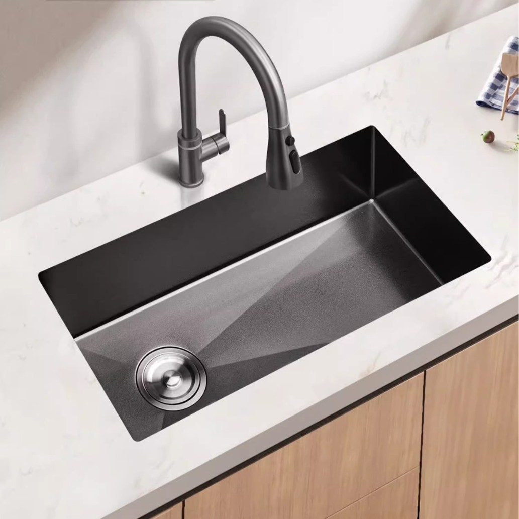 304不锈钢厨房手工水槽大单槽洗菜盆套餐无缝台上下洗碗水池