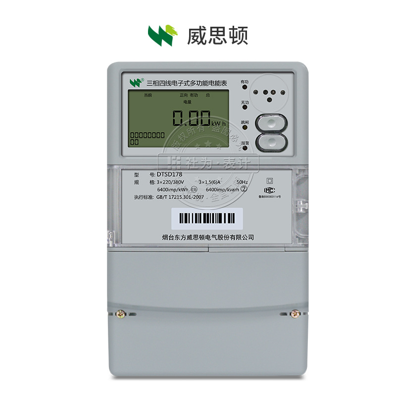 烟台威斯顿DTZ178三相四线峰谷平电表 100V三相三线DSZ178高压0.2