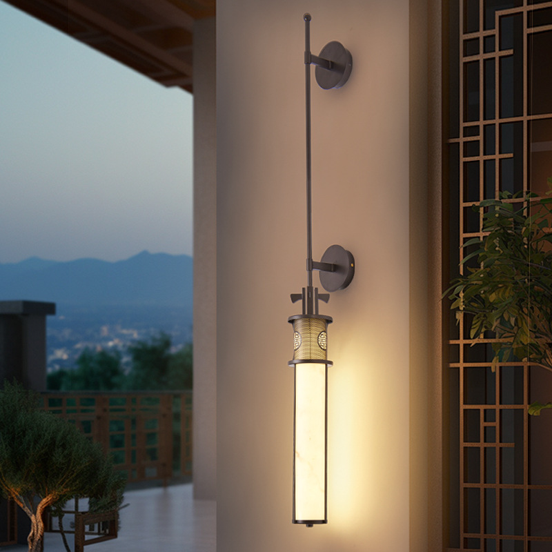 壁灯新中式长杆轻奢风酒店大门过道设计师客厅背景卧室灯