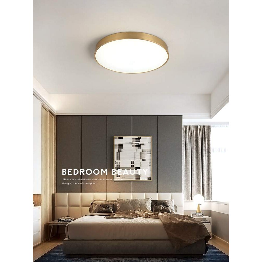 金色吸顶灯led圆形卧室灯现代简约餐厅过道走廊灯长方形客厅灯具