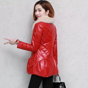 棉衣女皮草外套中长款大码羽绒棉服中老年加厚妈妈皮衣潮