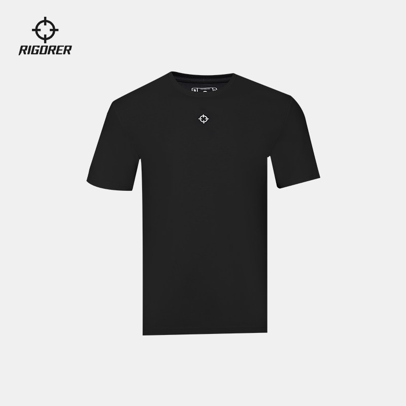 准者2025新款运动短袖男篮球跑步训练健身纯色休闲简约圆领棉T恤