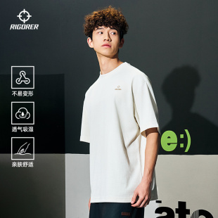 半袖 男新款 简约宽松潮流内搭白色透气上衣 T恤夏季 准者华夫格短袖