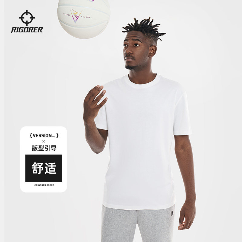 准者纯棉短袖运动T恤男夏季新款宽松跑步篮球训练白上衣半袖