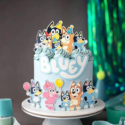 宠物狗主题布鲁伊卡通生日蛋糕插卡儿童生日蛋糕烘焙装饰