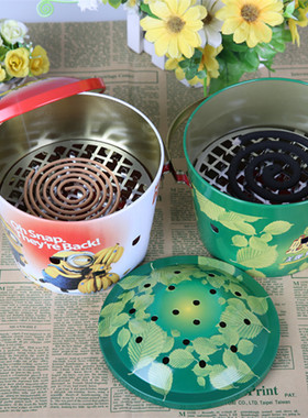 蚊香盘户外带盖加大加深蚊香盒铁艺蚊香架文香托盘铁皮野钓驱蚊炉