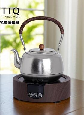 纯钛冰晶烧水壶煮茶壶新款泡茶壶单壶家用电陶炉钛提梁壶TIQ钛器