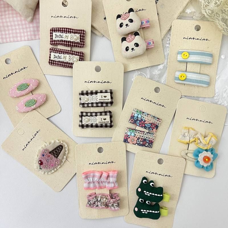 刺绣蕾丝卡通布艺儿童发夹边夹