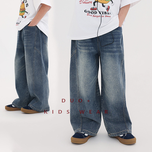 新款 多加潮牌童装 儿童直筒牛仔裤 2026年春装 男童中大童时髦长裤