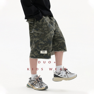 新款 多加潮牌童装 男童迷彩短裤 2026夏装 儿童中大童潮酷机能五分裤