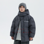 新款 多加潮牌童装 儿童格子羽绒服冬装 中大童帅气保暖男童外套