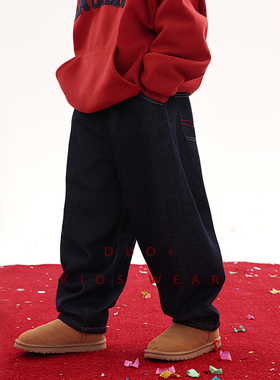 多加潮牌童装儿童加绒水洗牛仔裤冬装新款男童宝宝时髦柔软长裤