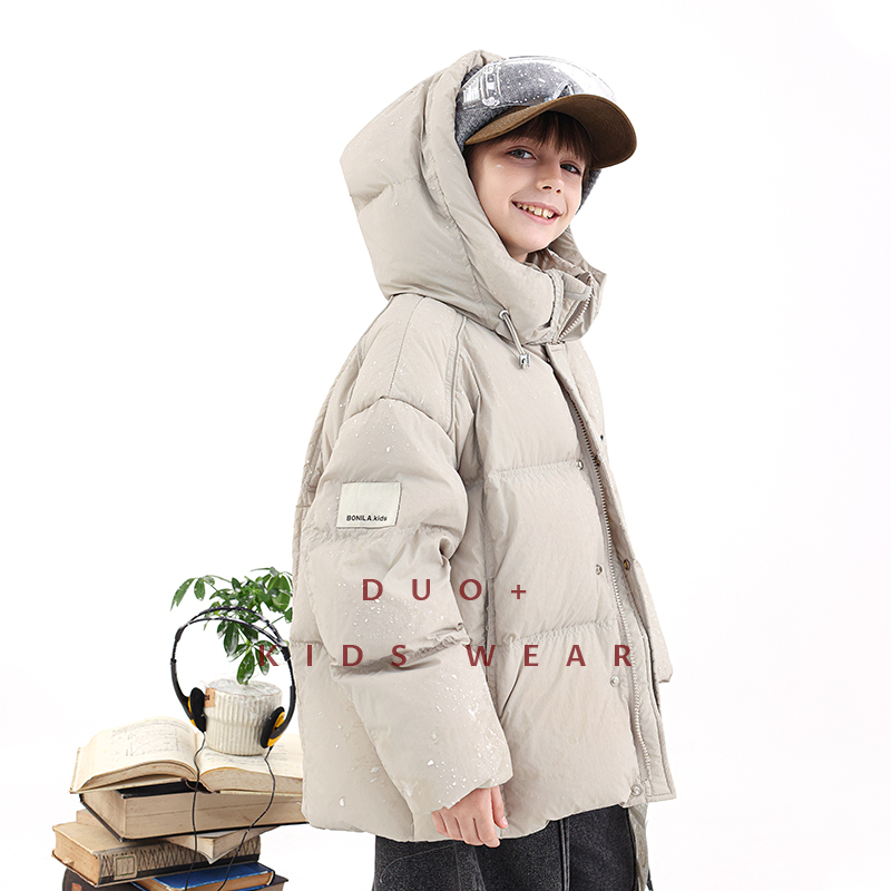 多加潮牌童装男童刺绣羽绒服2025年冬装新国标白鸭绒儿童外套