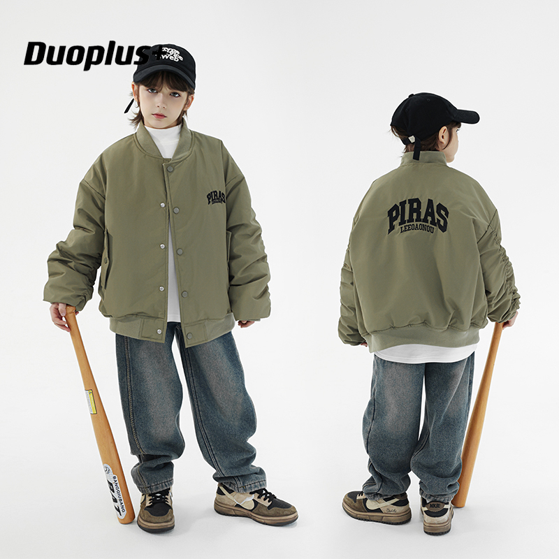 童装男童外套2025秋冬装新款中大童棉服飞行夹克儿童加厚棒球服潮