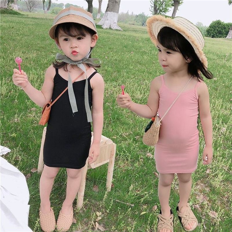 网红背心裙透气儿童吊带裙森系潮女宝宝中大童凉爽睡裙文艺夏日萌