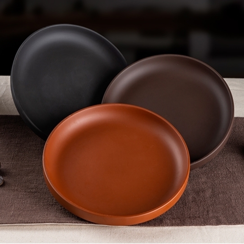 茶盘展示绿萝通用碗莲底垫圆形紫砂托盘黑砂红砂精美接水托盘花盒