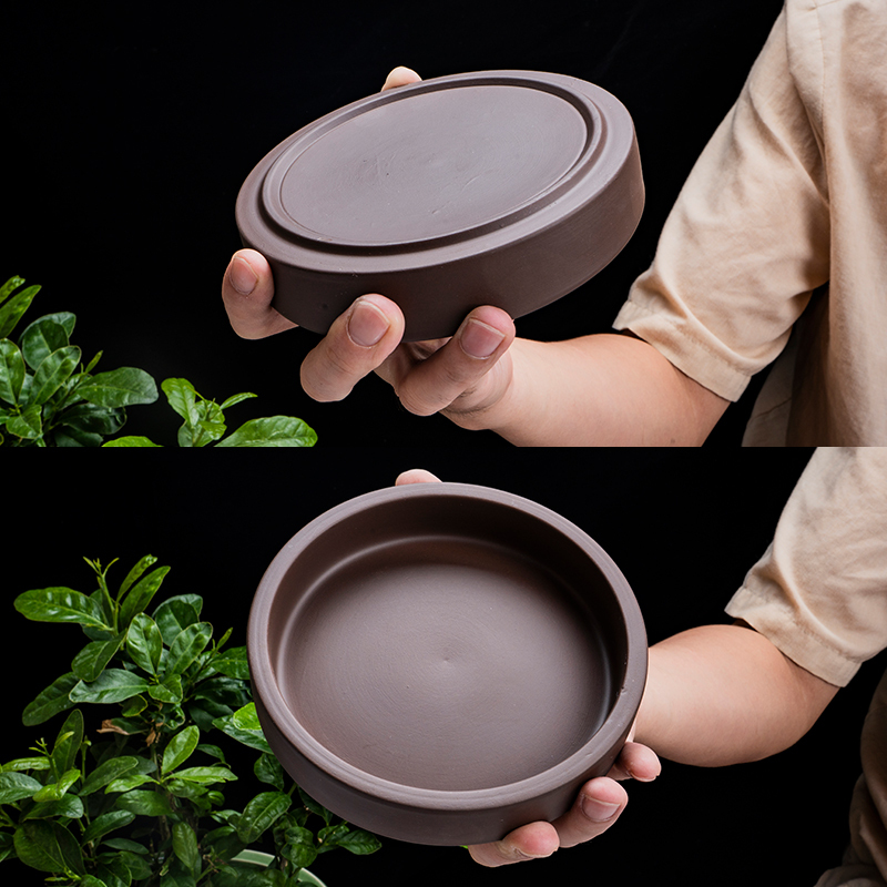 小号多种香炉底座紫砂托盘圆形黑砂红砂石头文竹托水盘加高水杯