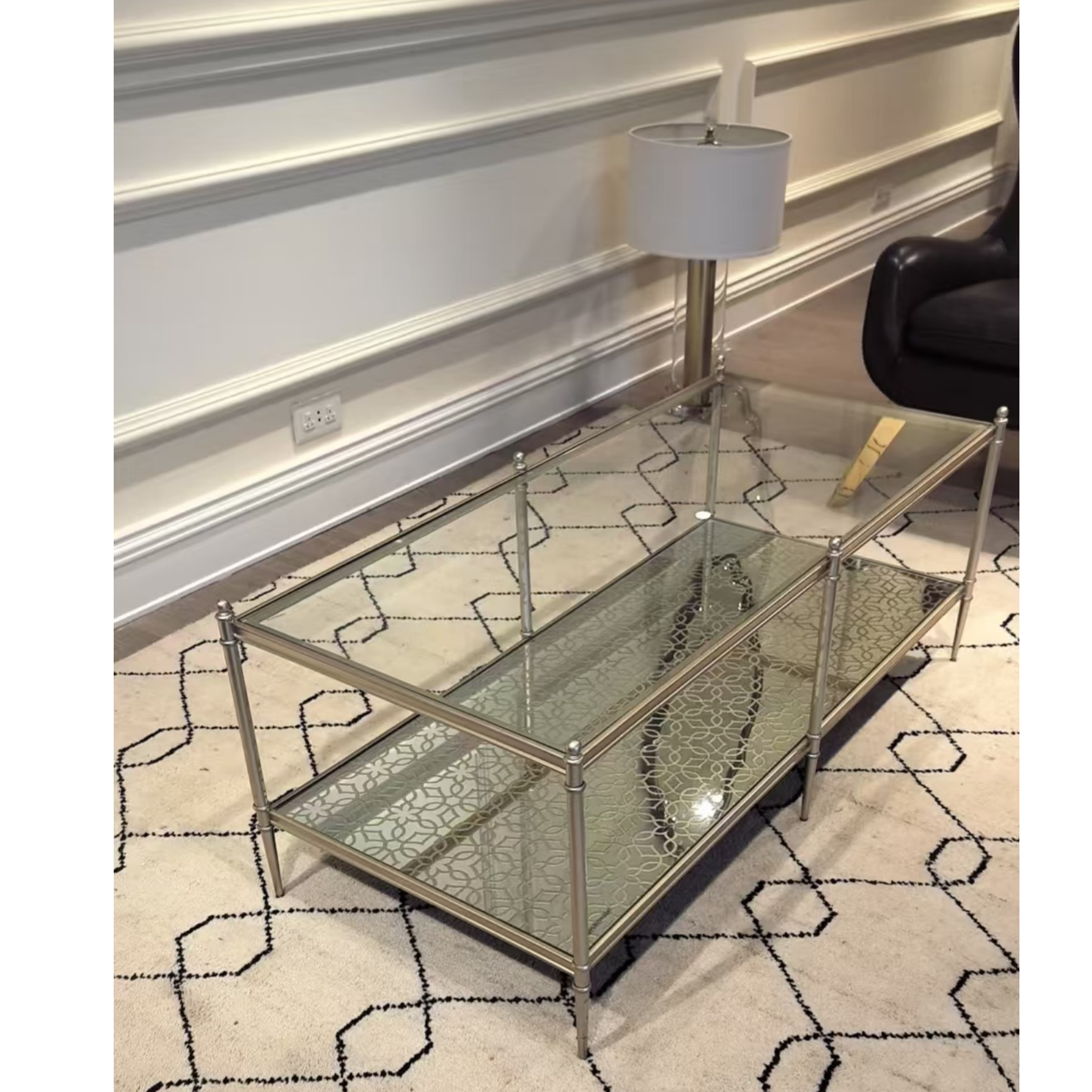 美克caracole美式轻奢现代古典金属实木玻璃茶几咖啡桌客厅家具