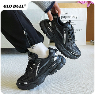 女生休闲鞋 GLO 百搭 厚底增高黑色老爹鞋 2025新款 BULL老爹鞋 女款